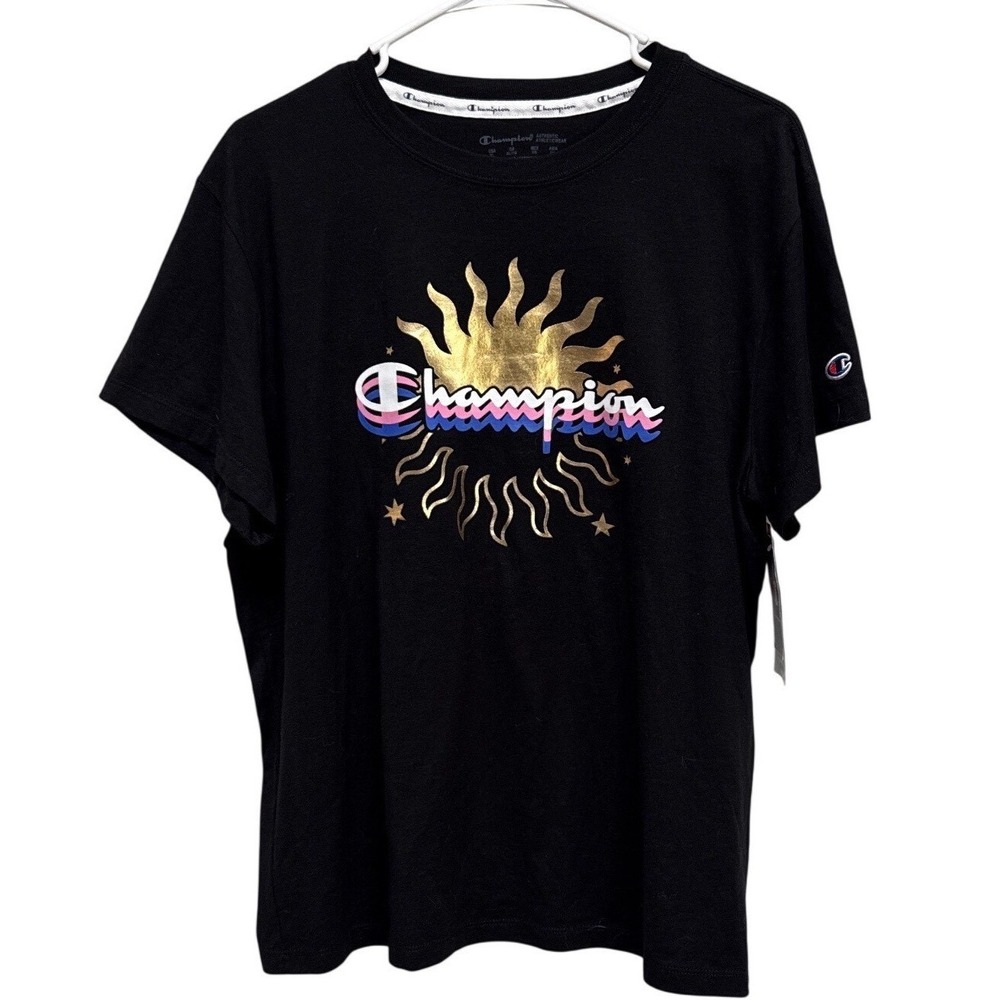 Champion Sun Graphic T-Shirt Womens XL GT18H Black